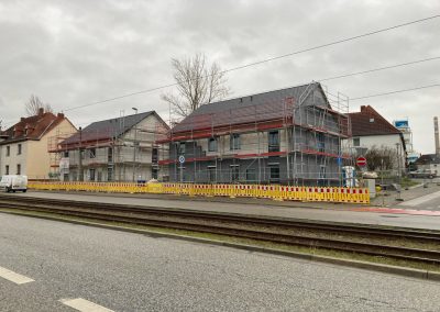 Doppelhaus in Leuna, Sachsen-Anhalt. Baufortschritt Januar 2024