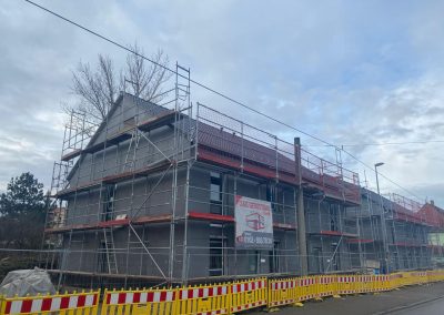 Doppelhaus in Leuna, Sachsen-Anhalt. Baufortschritt Januar 2024