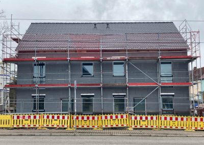 Doppelhaus in Leuna, Sachsen-Anhalt. Baufortschritt Februar 2024