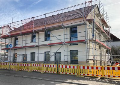 Doppelhaus in Leuna, Sachsen-Anhalt. Baufortschritt März 2024